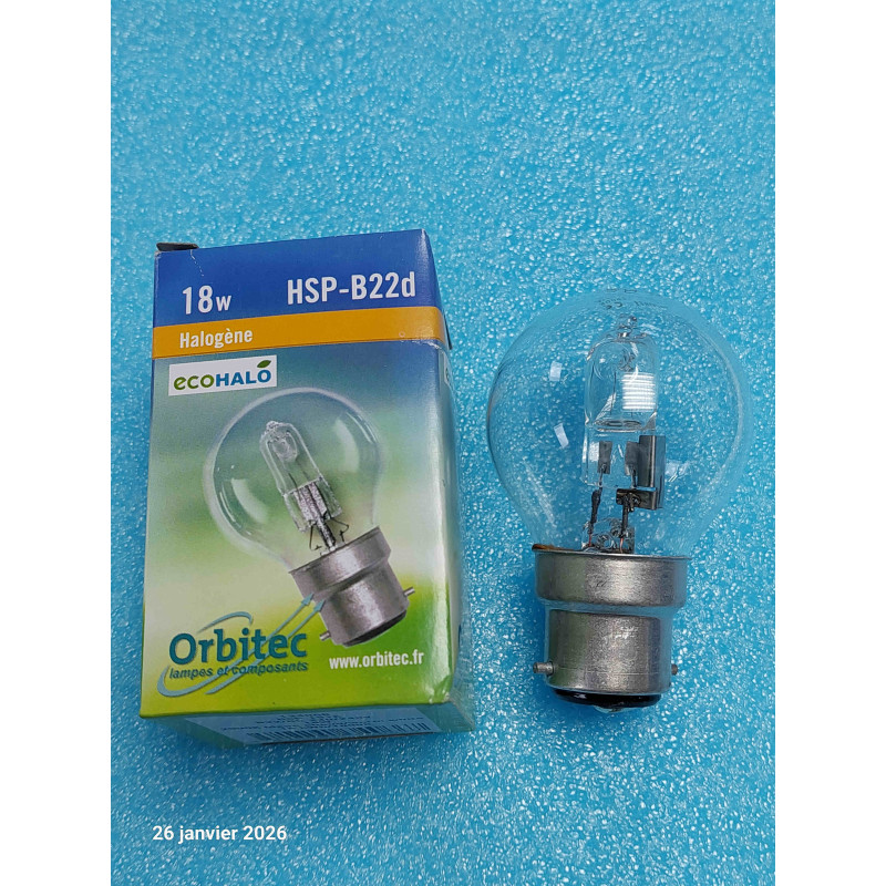 Lot de 4 Ampoules Halogènes B22D - 18W (Équiv. 25W) - Blanc Chaud 2900K - Orbitec