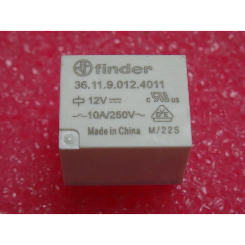 Relais Électromagnétique Miniature Finder - Référence 36.11.9.012.4011 (12Vdc, 10A, 250Vac, 1CO / 1 RT, 361190124011)
