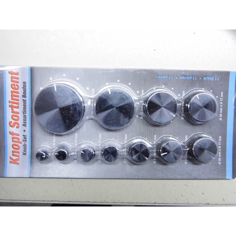 Assortiment de 11 Boutons Rotatifs Noirs (Axe de 6 mm)