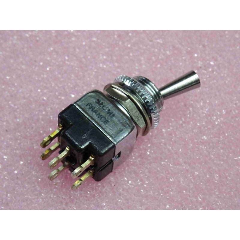 Interrupteur à Levier Bipolaire SECME - Référence 2RT, 3A / 250Vac (Perçage 6,2 mm, 3 Positions ON-OFF-ON)
