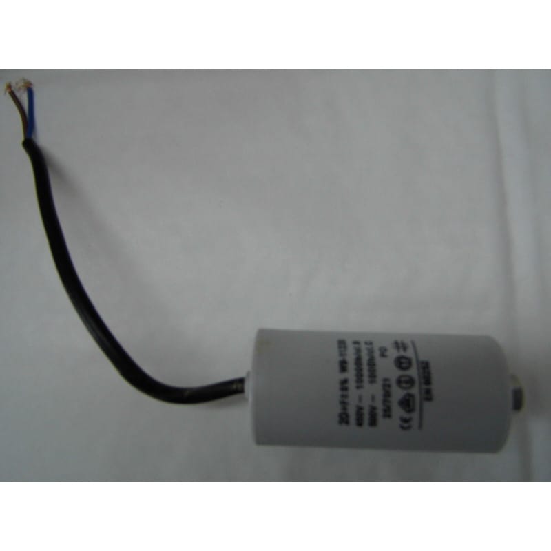 [200944700031] Condensateur Permanent / de Démarrage Moteur — 450V, 20 µF (Tolérance 5%, Version à Fils)