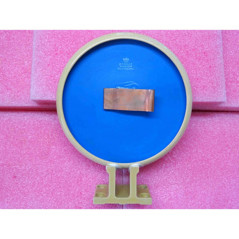 [85 P 20/3.0 S] Condensateur Céramique de Puissance Haute Tension Rosenthal — 5 nF / 5000 pF, 50 kVA, 9 kV (Référence 85P20/3.0S, Format Ø ~195 mm)