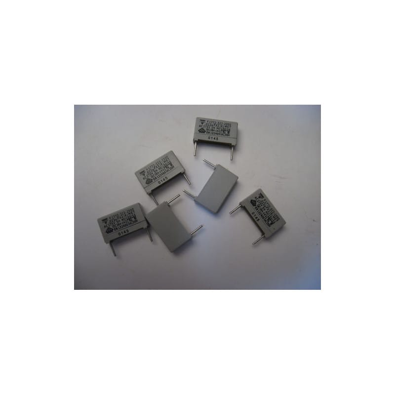 [190527655962] Lot de 10 Condensateurs Film Métallisé de Sécurité Vishay / Roderstein F1772 — 0,022 µF / 22 nF, 275Vac X2 MKT (Pas 15 mm, Format 18 × 10 × 5 mm)