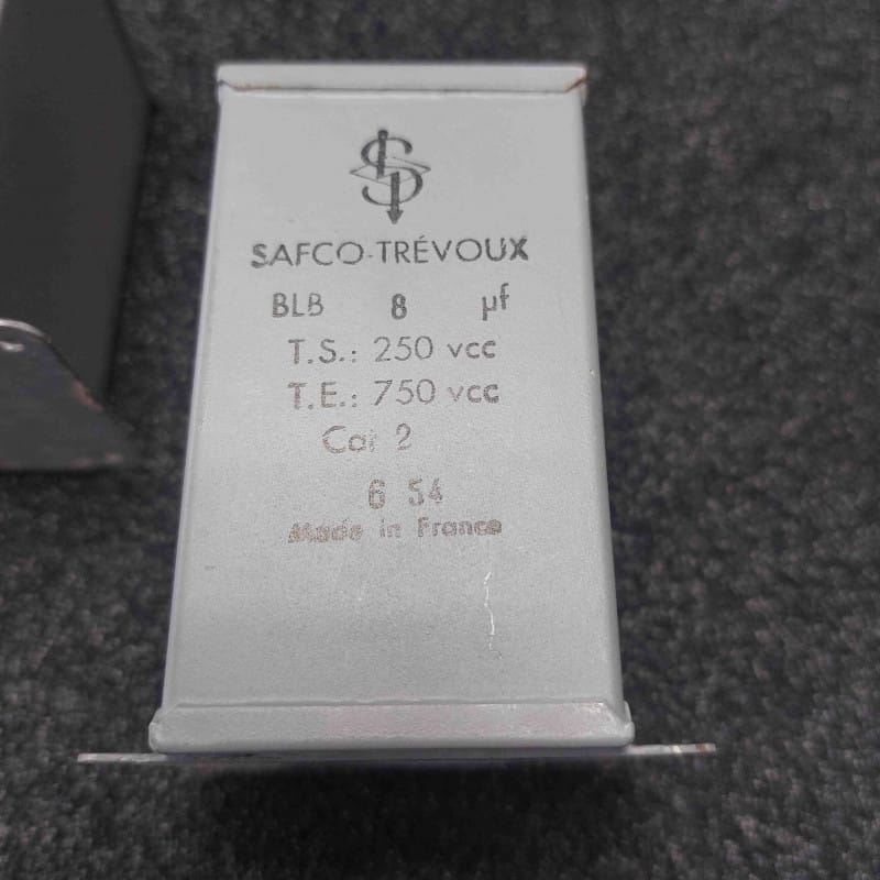 [8µF] Lot de 2 Condensateurs à Bain d'Huile Safco-Trévoux - 8 µF (750V / 250V, Fabrication Militaire Française)