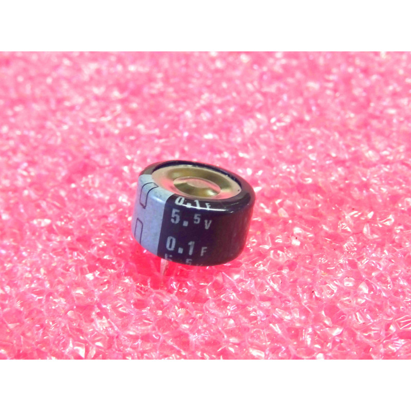 [555-DB-5R5D104T] Super-Condensateur de Sauvegarde Mémoire Elna - 0,1 F / 100 mF, 5,5V (Référence 555-DB-5R5D104T, Ø13,5 × 8,3 mm, RoHS)