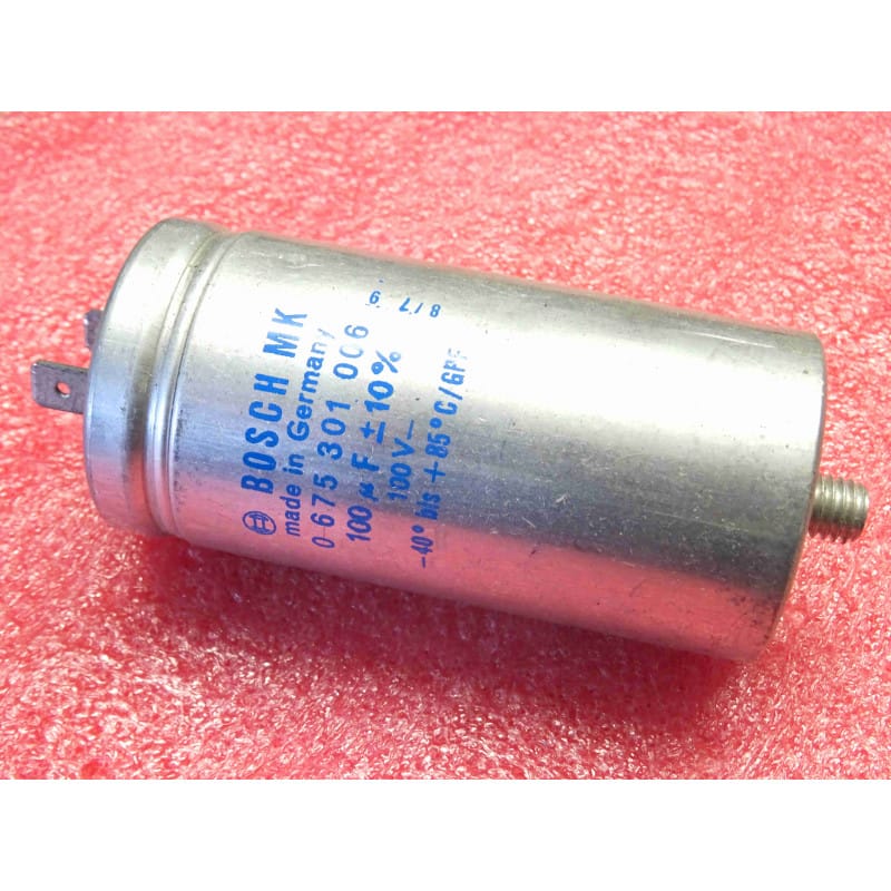 [0675301006] Lot de 2 Condensateurs Électrolytiques à Vis Bosch - 100V, 100 µF (Référence MK 0675301006, Tolérance 10%, 85°C, Format Ø 40 × 80 mm)
