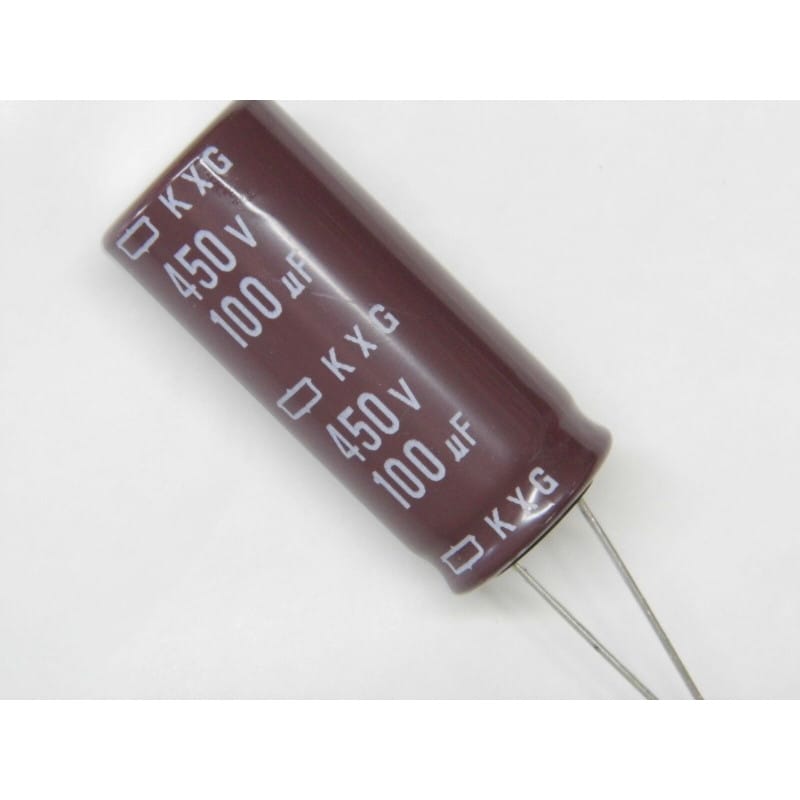 [100uf 450v] Condensateur Électrolytique Aluminium Nippon Chemi-Con - Référence KXG (450V, 100 µF, 105°C)