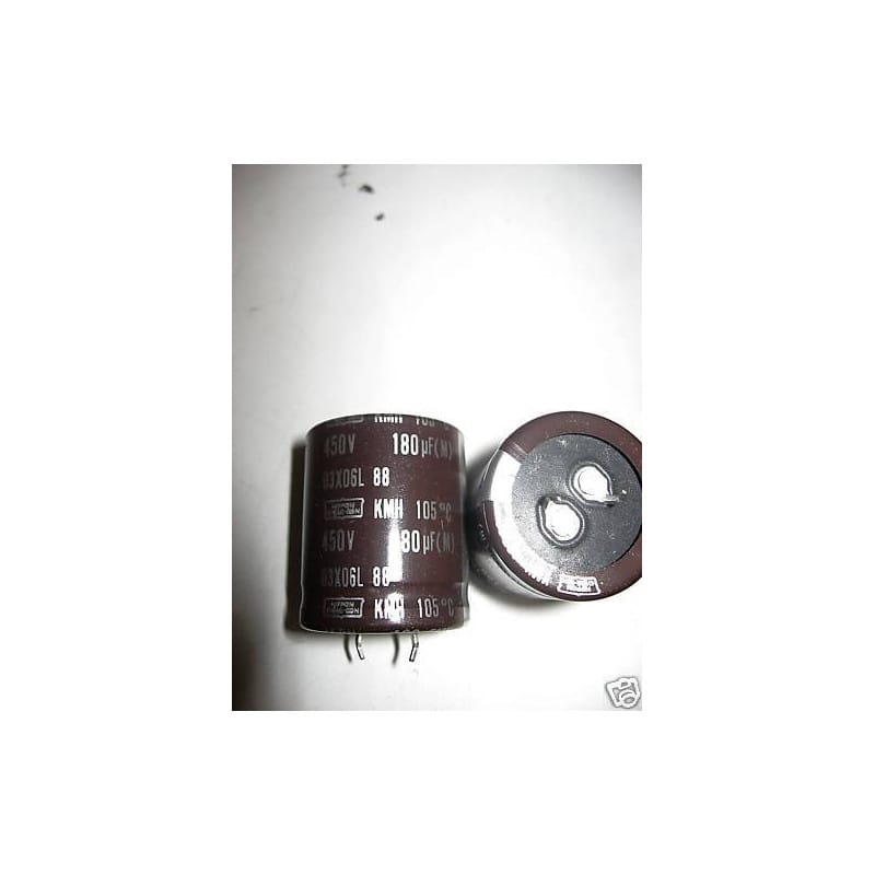 [180uf 450v] Lot de 2 Condensateurs Électrolytiques Aluminium Snap-In Nippon Chemi-Con - 450V, 180 µF (105°C, Format 30 × 36 mm)