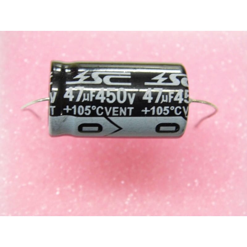 [47UF 450V AXIAL] Condensateur Électrolytique Axial — 450V, 47 µF (105°C)