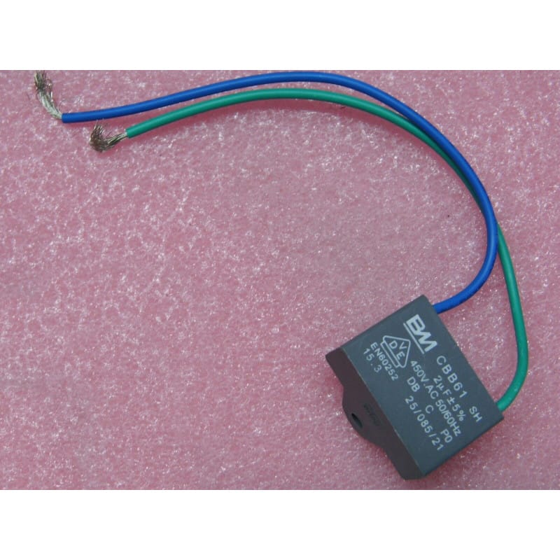 [2UF 450v] Condensateur de Démarrage / Permanent Étanche CBB61 — 450V, 2 µF / 2 µF (BM150, 50-60 Hz)