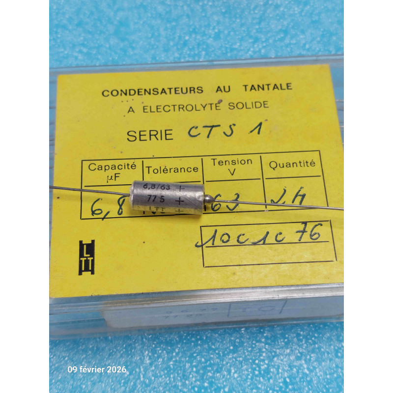 [CTS1] Lot de 4p Condensateur Tanatale Axial CTS1 6.8MF 6.8µF 6.8UF 63V LTT NOS ( 3B )