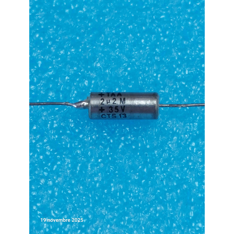 [CTS13 2.2UF 35V] (Lot x10) Condensateur Tantalum Axial 2,2 µF 35V - Série CTS13