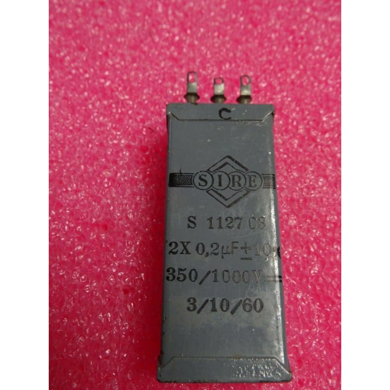 [203729574963] Condensateur à Bain d'Huile 2 x 0,2 µF 350V / 1000V 10% - SIRE Série S1127C3