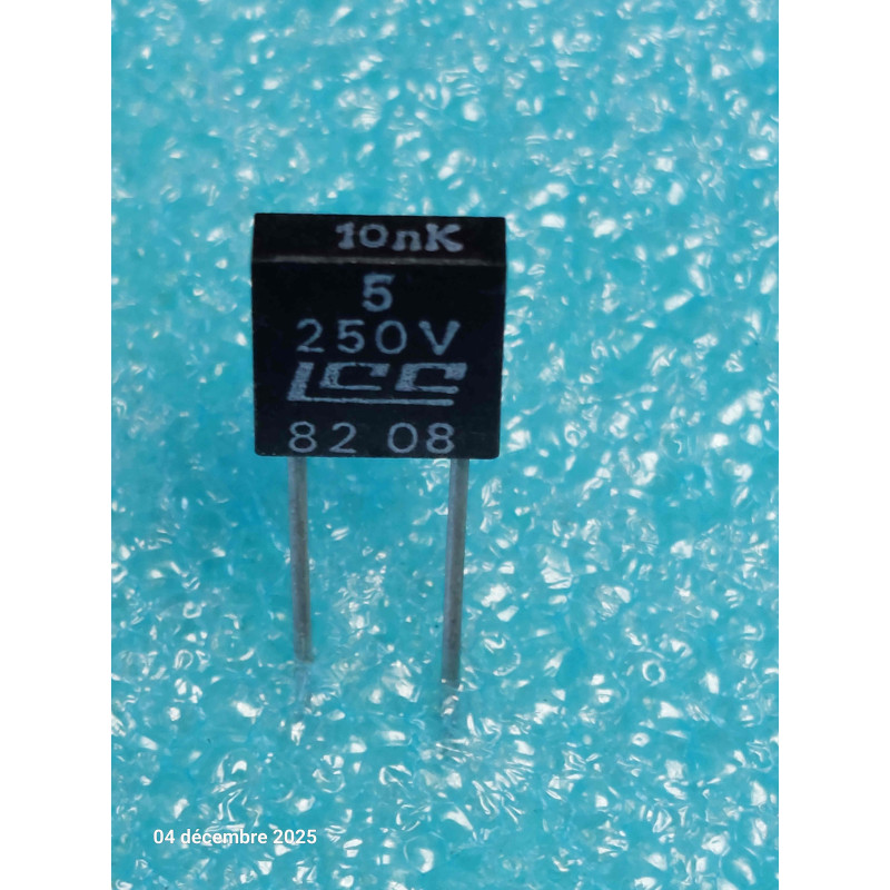 (Lot x100) Condensateurs Céramique Multicouches (MLCC) 10 nF (0,01 µF) 250V 10% - Thomson LCC (Format CK05 / CK06 - Pas 5,08 mm)
