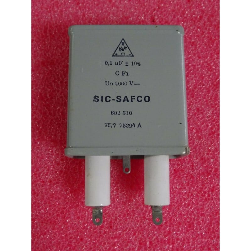 [203754762005] Condensateur à Papier Huilé Métallisé 0,1 µF 4000V DC 10% - Sic-Safco / Série CF1 (Boîtier 66 x 59 x 29 mm)