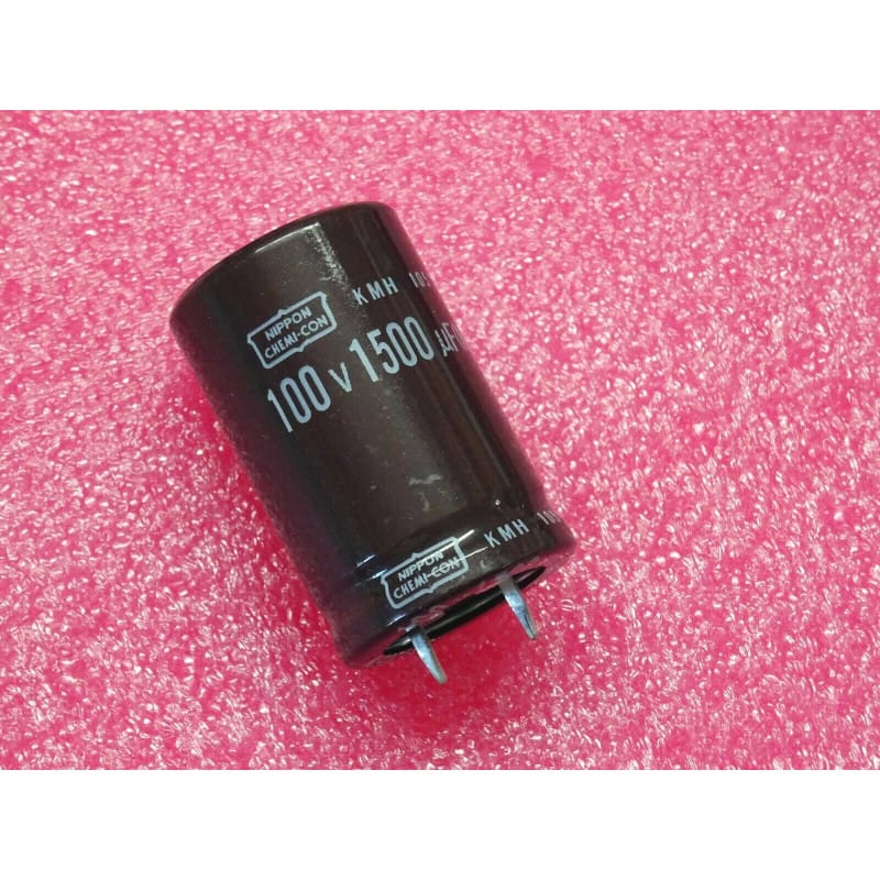 (Lot x2) Condensateurs Chimiques Snap-In 1500 µF 100V 105°C - Nippon Chemi-Con (Série KMH / Ø 25,4 x 40 mm)