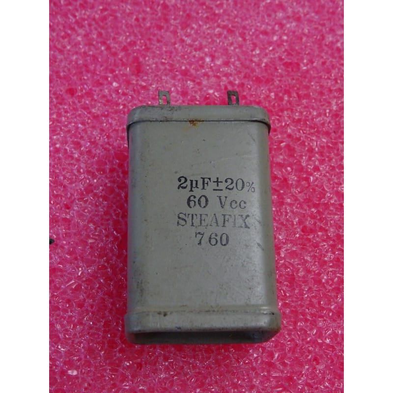 [2uf] Condensateur à Bain d'Huile 2 µF 60V DC - STEAFIX (Boîtier Rectangulaire 46 x 29 x 19 mm)