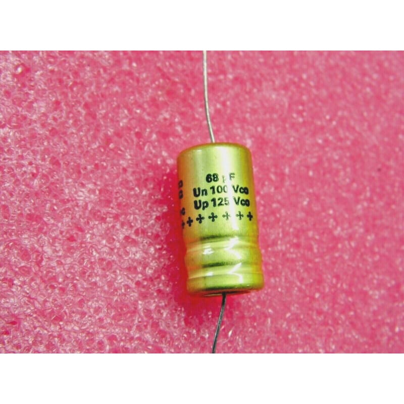 (Lot x2) Condensateurs Chimiques Axiaux 68 µF 100V 85°C - Sic-Safco Relsic CO33 (Ø 15 x 30 mm)