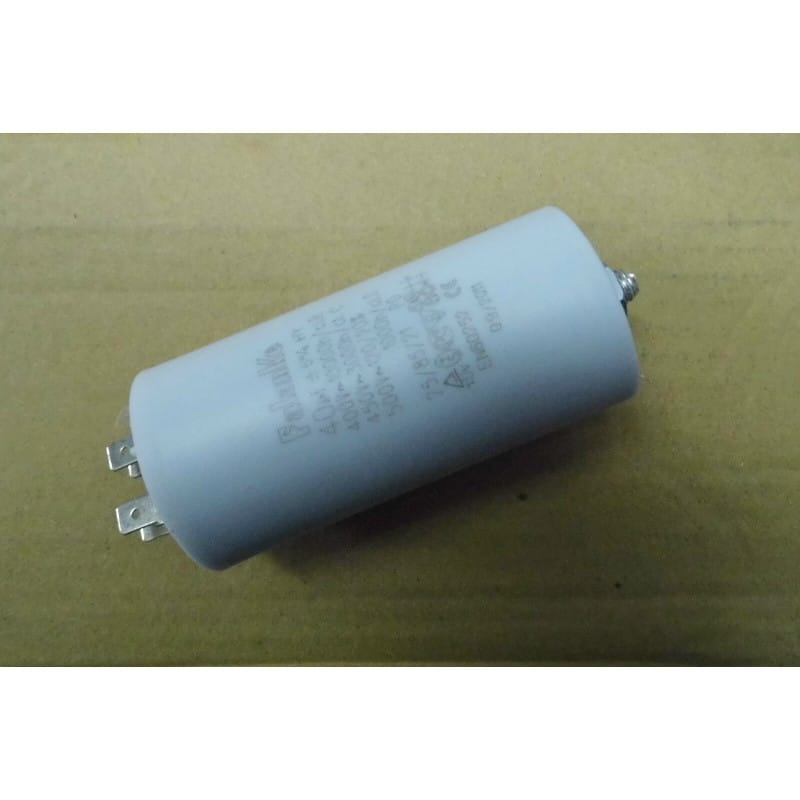 Condensateur Permanent / Démarrage Moteur 40 µF 450V AC 5% - À Cosses FASTON 6,3 mm