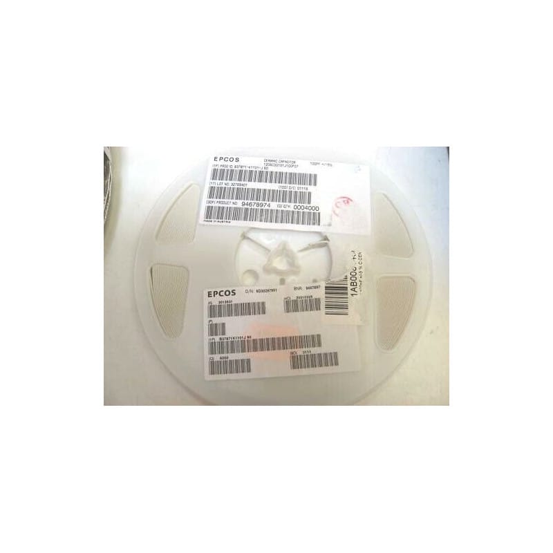 Bobine (Tape & Reel) de 4000 Condensateurs Céramique CMS (SMD) 100 pF 50V 5% - Format 1206 - Epcos / TDK (Série B37871 / Réf: B37871-K1101-J60)
