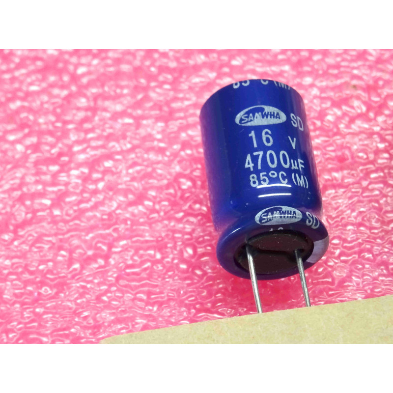 Lot de 3 Condensateurs Chimiques Radiaux 4700 µF 16V DC 85°C - Samwha (Ø 16 x 25 mm / Réf: SD1C478M16025PA159)