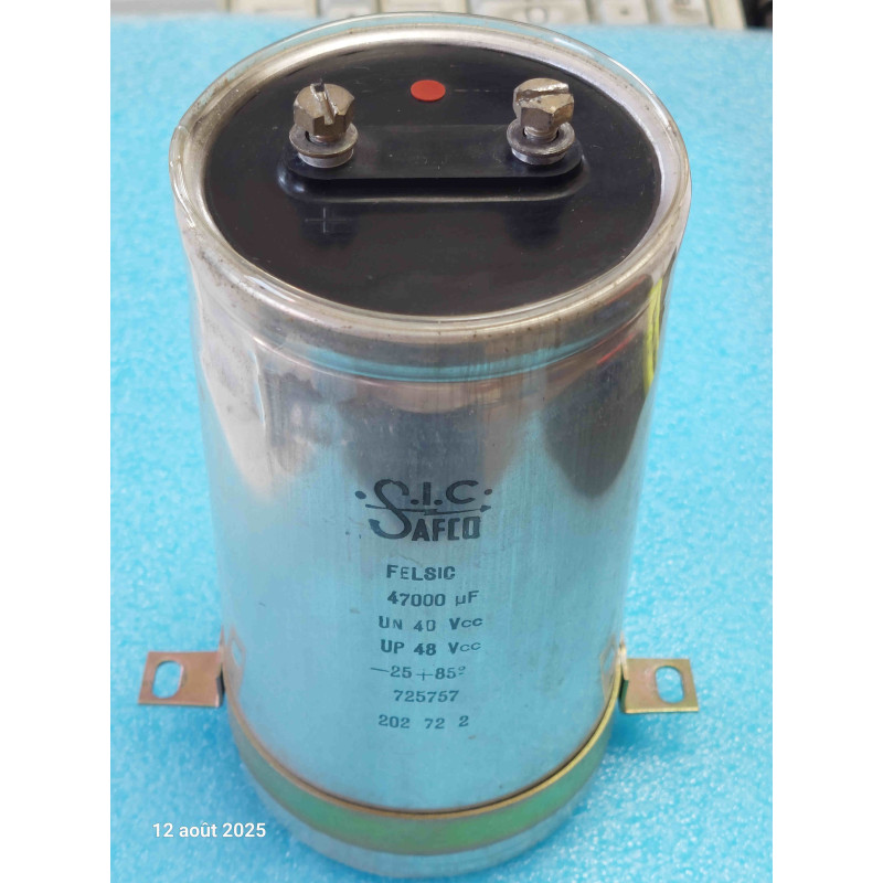 Condensateur Chimique de Forte Puissance 47 000 µF 40V DC – SIC-SAFCO Felsic 85 (Boîtier à Vis) – Occasion