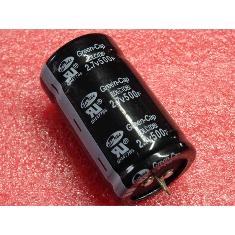 Supercondensateur EDLC Snap-in 500F 2,7V DC – Samwha Green-Cap (Ø 35 x 61 mm)