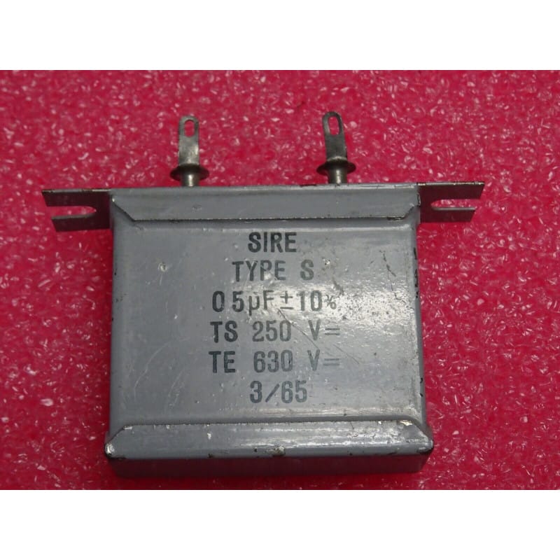 Condensateur à Bain d'Huile (Imprégné) 0,5 µF (500 nF) 10% – SIRE Type S (TS: 250V AC / TE: 630V DC)