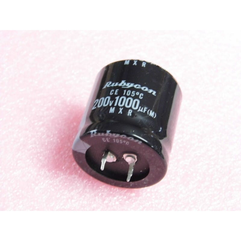 Lot de 2 Condensateurs Chimiques Snap-in 1 000 µF 200V DC (105°C) – Rubycon (Ø 35 x 35 mm)