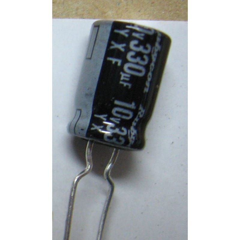Lot de 10 Condensateurs Chimiques Radiaux 330 µF 10V DC 105°C - Rubycon (Ø 8,3 x 12,1 mm)