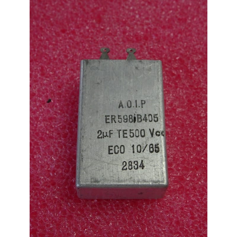 [194566780884] Condensateur HT à Bain d'Huile 2 µF (2 uF / 2 MF) Te 500V DC – AOIP (Réf. ER598 / B405 – 50 x 31 x 15 mm)