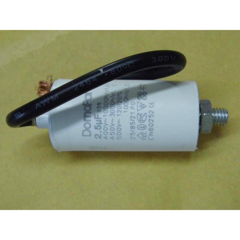 Condensateur Permanent / de Démarrage Moteur 2,5 µF 450V AC ±5% – Sortie à Fils (50/60 Hz)