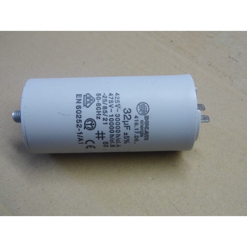 Condensateur Permanent / Démarrage Moteur Film Polypropylène 32 µF 450V AC ±5% – DUCATI Energia (Référence : 416.17.D527 – 50/60Hz)