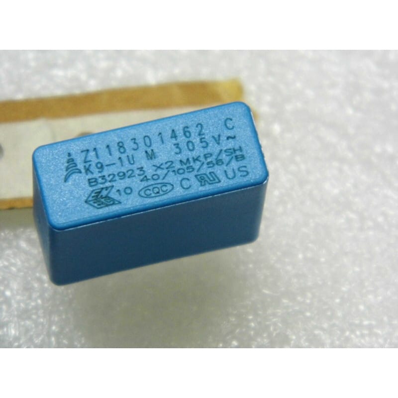 Lot de 2 Condensateurs Film Polypropylène Métallisé (MKP X2) 1 µF 305V AC ±10% – EPCOS / TDK (Pas 22,5 mm – 125°C)