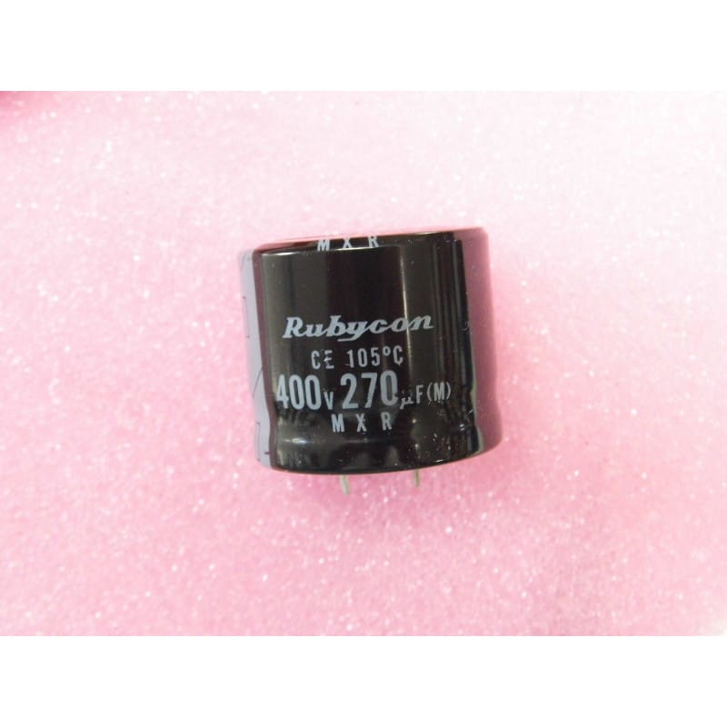 Condensateur Électrolytique Aluminium Snap-In 270 µF 400V DC ±20% – Rubycon 105°C (Ø 35 x 30 mm)