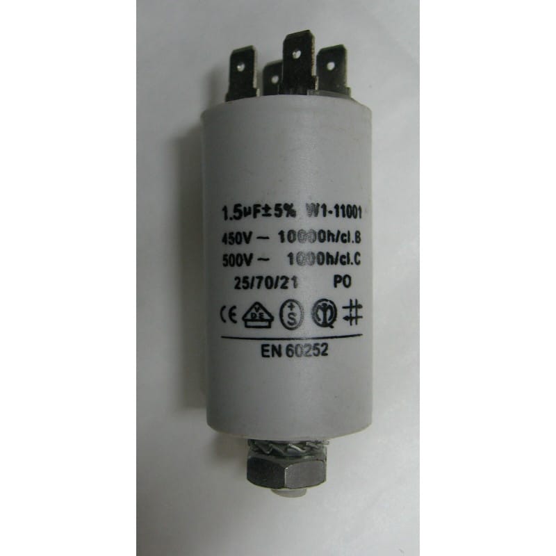 Condensateur Permanent / Démarrage Moteur 1,5 µF (1,5 uF / 1,5 mF) 450V AC ±5% – Qualité Professionnelle