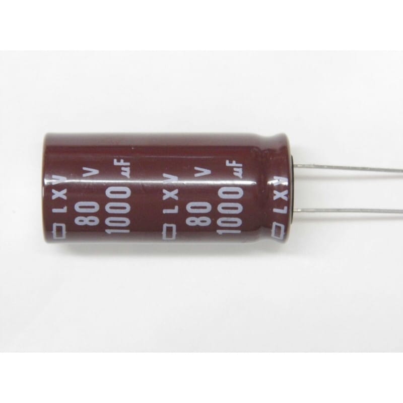 Lot de 5 Condensateurs Électrolytiques Aluminium 1000 µF 80V DC ±20% – NIPPON CHEMI-CON 105°C (Ø 18 x 40 mm)