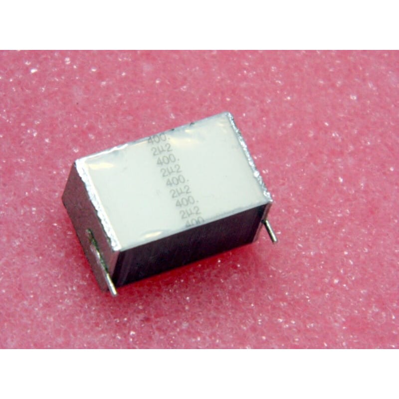 Lot de 2 Condensateurs Film 2,2 µF (2200 nF / 2u2) 400V DC ±10% – Pas 22,86 mm (Pattes Courtes)