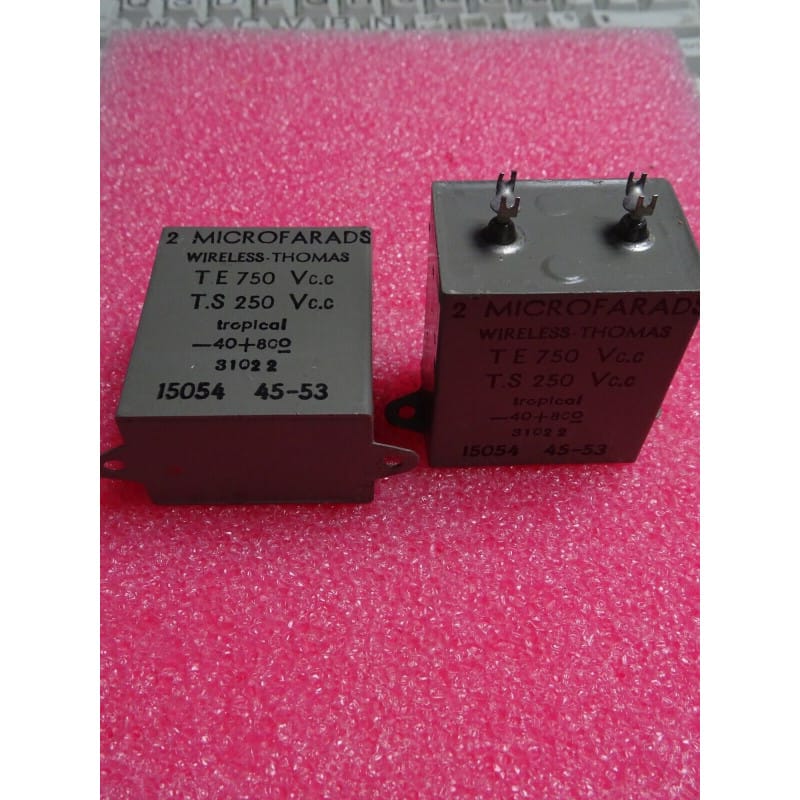 [194597259796] Lot de 2 Condensateurs au Papier Huilé Étanche (PIO) 2 µF – Wireless Thomas (Tension de Service : 250V AC / 750V DC – Dimensions : 51 x 45 x 31 mm)