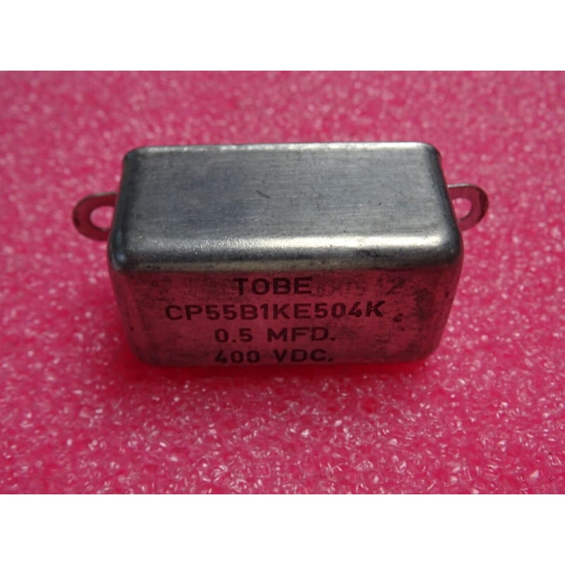 [203733241509] Lot de 2 Condensateurs au Papier Huilé Étanche (PIO / Oil-Filled) 0,5 µF 400V DC ±10% – TOBE / Mil-Spec (Référence : CP55B1KE504K – Dimensions : 45 x 25 x 22 mm)