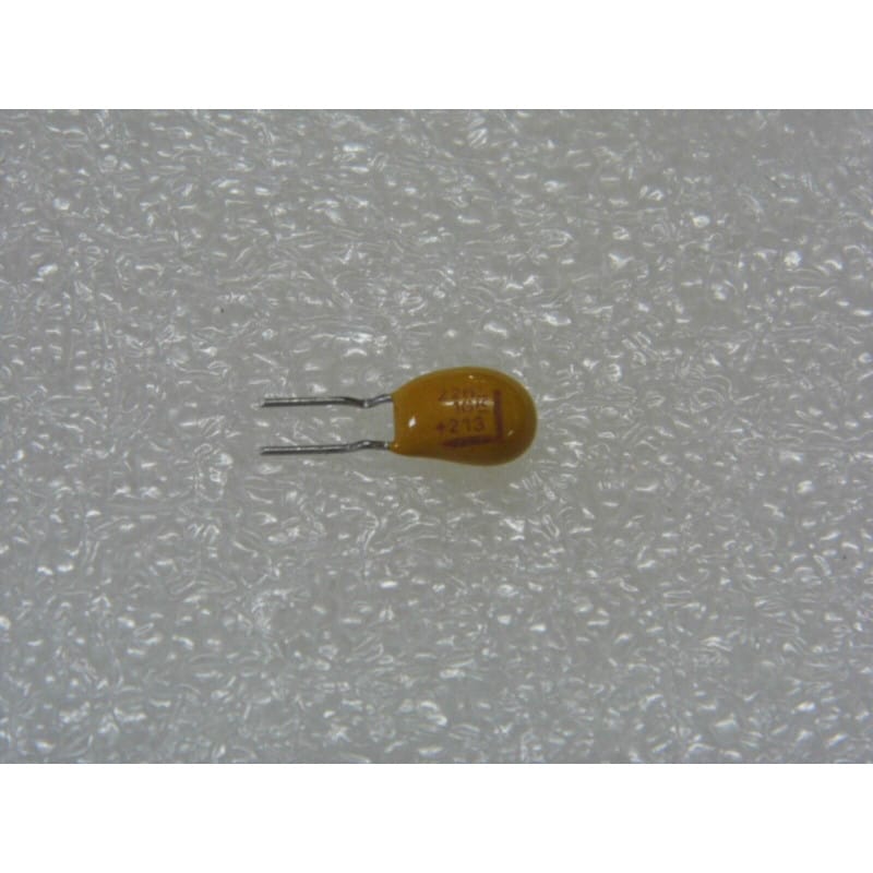 Lot de 10 Condensateurs Tantale Solide Radiaux "Goutte" 22 µF 16V DC 125°C – Kemet (Série Resine Époxy)