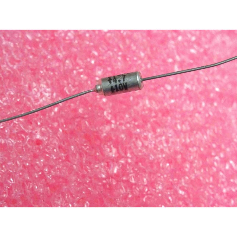 Lot de 10 Condensateurs Tantale Solide Axiaux "Mil-Spec / Heavy Duty" 4,7 µF 10V DC – CTS32 (Dimensions : Ø 3 x 8 mm)