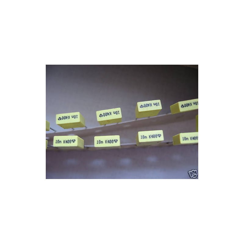 Lot de 50 Condensateurs Film MKT 10 nF (0.01 µF) 400V 10% Thomson (Pas 5.08 mm)