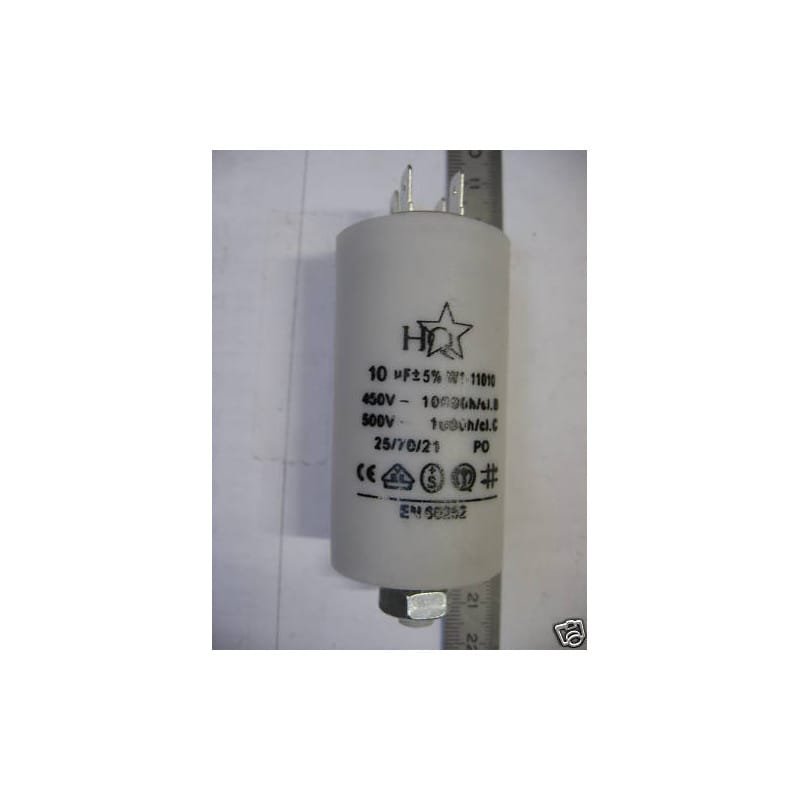 Condensateur Permanent Moteur 10 µF - 450V à Cosses pour Machine à Laver, Compresseur & Moteur Électrique