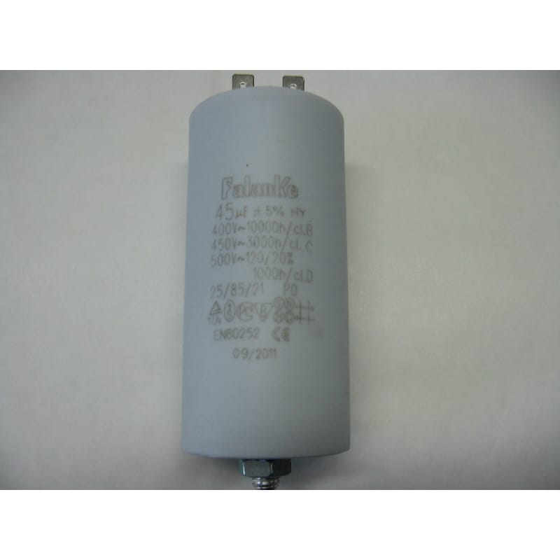 Condensateur Permanent Moteur Ducati 45 µF 5% - 450V (45 x 117 mm) pour Machine à Laver, Compresseur & Moteur Électrique
