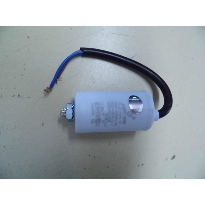 Condensateur de Démarrage / Permanent Ducati Energia 6 µF – 450 V AC, Câble 250 mm, Boîtier Plastique Ø36x58mm