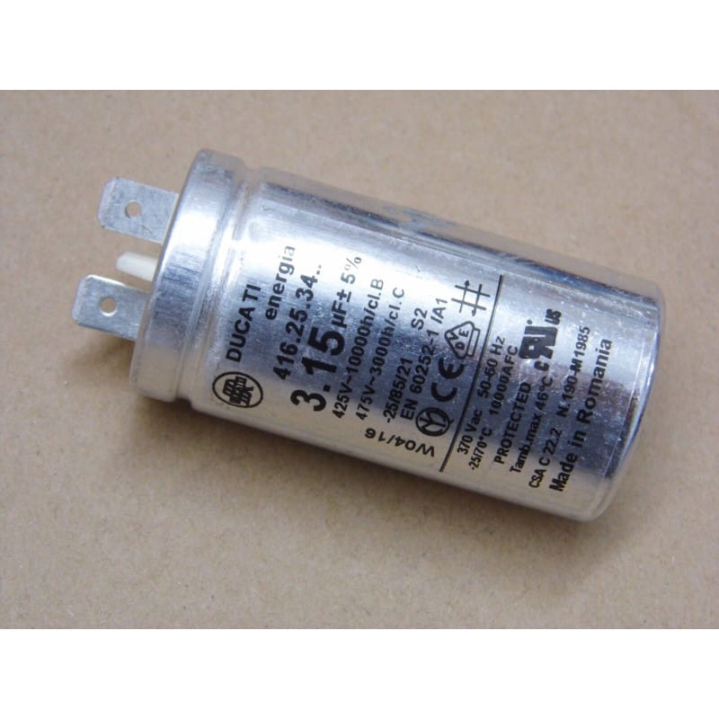 Condensateur Moteur Permanent Ducati 3.15 µF 450V / 475V 5% - Format Étroit Sans Filetage (Série FLC - 30 x 60 mm)