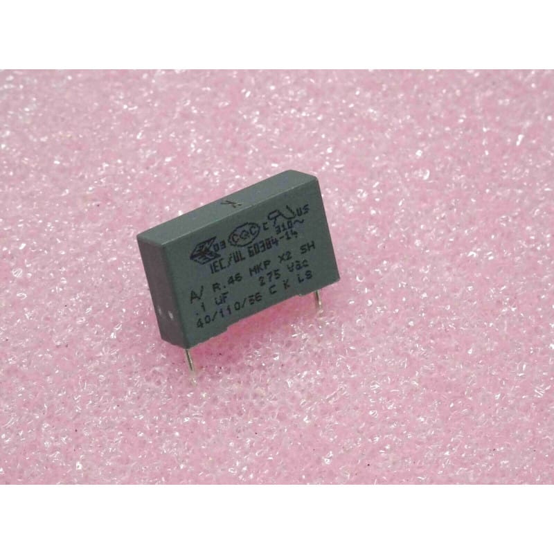 Lot de 5 Condensateurs Film MKP/SH Kemet 100 nF (0.1 µF) 275V AC Classe X2 (Pas 15.24 mm - 18 x 5 x 10 mm)