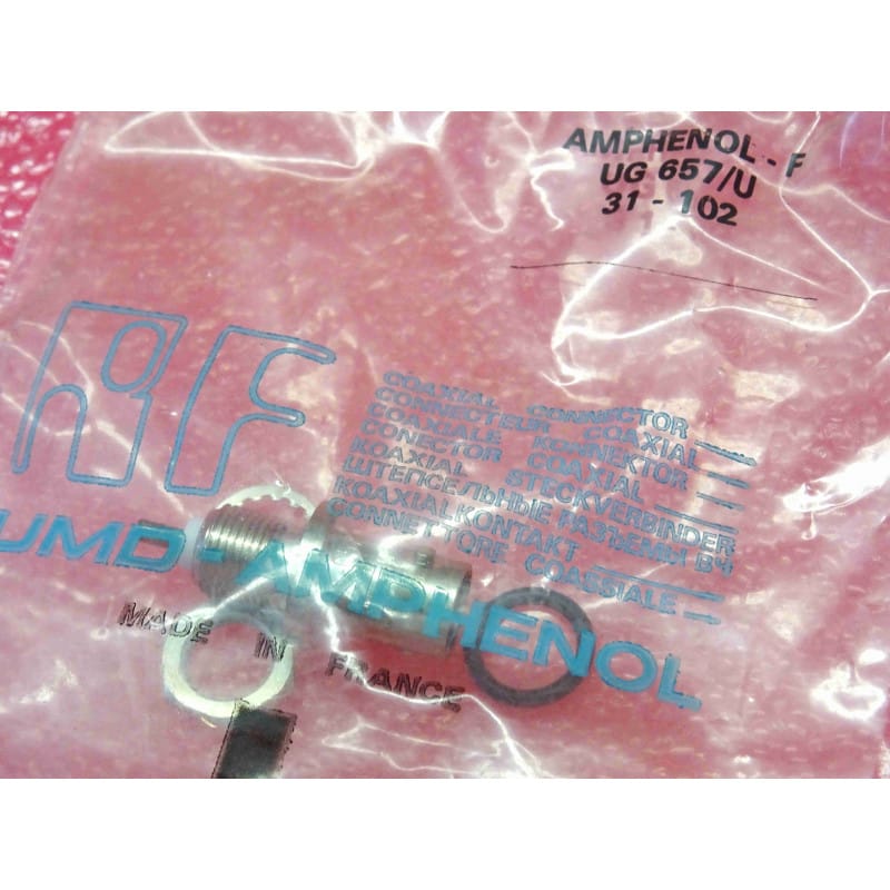 Embase Femelle BNC 50 Ohms à Encastrer Isolé pour Châssis (Montage Avant – Fût à Souder) – Amphenol UG-657/U (Référence 031-102)
