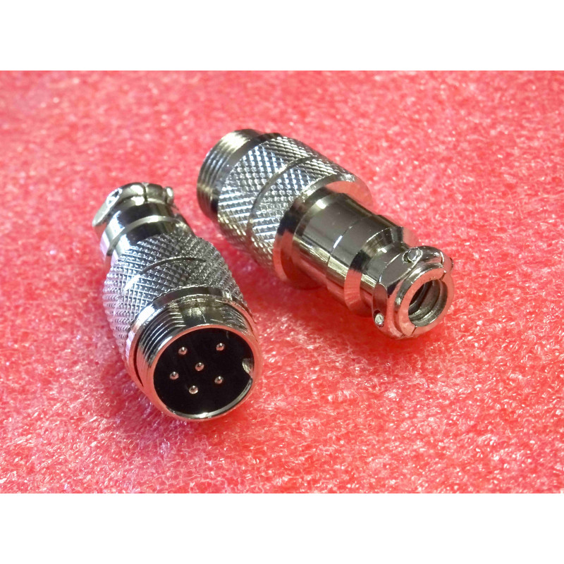 Connecteur Coaxial / Aviation Micro CB 6 Broches Mâle (Embase Châssis / Fiche Cordon à Verrouillage Vissé)